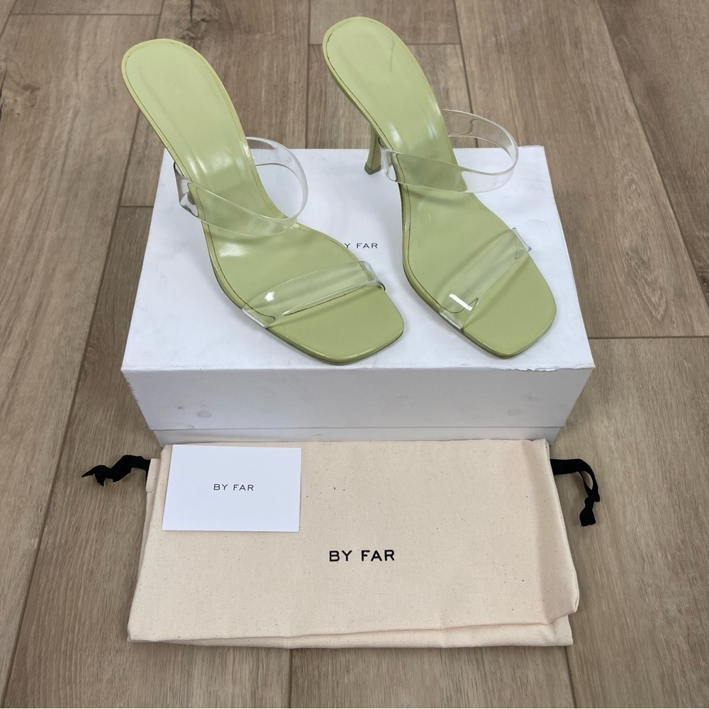 By Far Clara Olive Gloss Leather Mule Sandal - Picture 3 of 16